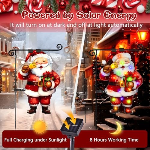 28x40 Lighted Christmas Santa Garden Flag, 8 Modes Solar LED - Image 3