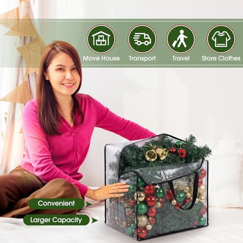 Simgoing 5 Pack Christmas Storage Bags, 7.5 Ft Christmas Tree Large Bag and 4 Garland Wreath Containers Packing Tote Moving Bags with Handle Zipper Heavy Duty for Artificial Xmas Tree Wreath Garland - Image 6