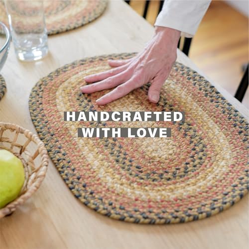 Homespice Russet Braided Placemats for Country Decor, Oval 13x19 Set of 4 - Image 3