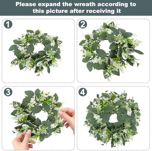 20PCS Artificial Eucalyptus Leaves Wreaths Candle Rings Wreaths - Image 3