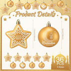 36 Pcs Eid Al Adha Decorations Eid Mubarak Decorations Ramadan Hanging Gold Moon Ornaments Plastic Star Ramadan Islamic Decor for Home Window Islamic Muslim Tree Party Decor - Image 2