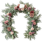 Floroom 6ft Artificial Eucalyptus Garland with Flowers Fake Greenery Faux Floral Vine Garland for Table Decor Wedding Centerpieces Bridal Shower Party Decorations, Dusty Rose & Mauve by Floroom