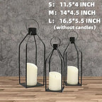 Lanterns Decorative Tall Large Black Metal Candle Lanterns Set of 3- Modern Farmhouse Decor for Indoor,Outdoor,Tabletop,Porch (No Glass NO Candles) - Image 3