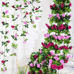 Floweroyal 6 Pack Artificial Flower Garlands 15.8FT Fake Rose Vines Silk Flowers Hanging Rose Ivy for Wedding Arch Party Home Garden Wall Decor (Fuchsia) - Image 5