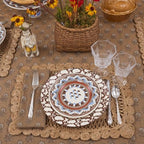 Mindsoft Set of 12 Floral Cloth Napkins Brown Linen Cloth Napkins - Image 6