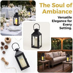JHY DESIGN Set of 2 Farmhouse Decorative Lanterns 13" H Hurricane Candle Lanterns Rustic Lanterns Centerpieces for Home Garden Front Porch Indoor Outdoor Paritie and Wedding(Black) - Image 6