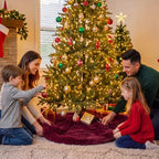 Burgundy Red Faux Fur Christmas Tree Skirt 60 Inch Plush Tree Skirt - Image 6