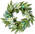 Valery Madelyn St. Patrick's Day Wreath for Front Door with Lights, Artificial Spring Eucalyptus Wreath with Shamrock Clover Ornaments, Prefect Gift and Decoration for Irish Festival Home Party-18'' by ValeryMadelyn