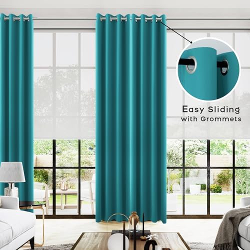 KOUFALL Teal Blackout Curtains 108 Inches Long, 9FT Ceiling to Floor Curtains for Bedroom Living Room Set 2 Panels - Image 2