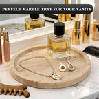 Natural Round Marble Tray - 7.8" Travertine Marble Vanity Tray for Dresser, Bathroom, Decorative Jewelry Dish for Perfumes Rings Earrings Necklaces, Stone Tray for Home Décor, Beige - Image 4