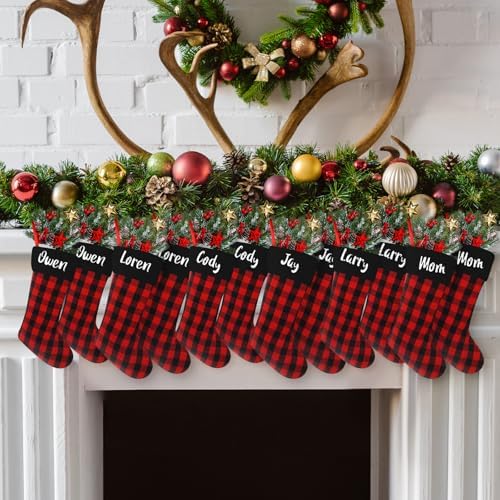Tatuo 12 Pack Christmas Burlap Stockings Hanging,Stylish Color - Image 5
