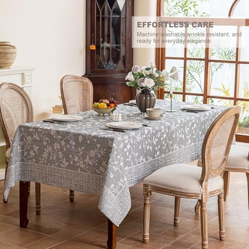 Midsummer Breeze French Country Gray Floral Tablecloth Rectangle 60”x90” - Image 5