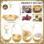 Potchen 1 Pcs Ramadan Tray Decor Eid Mubarak Date Holder with Clear Dome Lid Mardi Gras Serving Tray 6.69" Metal Gold Eid Al-fitr Dessert Container for Nuts Baklava Samosa Halva Candies Cookies - Image 3