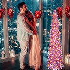 5 Ft Artificial Valentine's Day Tree Pop-Up Collapsible Pencil Valentine's Day Trees with 100 Warm Light, Bright Heart-Shaped Artificial Tree for Indoor Outdoor Decorations (Valentine Day) - Image 7