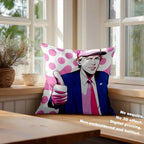 Batmerry American President Man Throw Pillow Covers, Smile Thumbs-Up Pink Spot Background Decorative Pillow Covers Digital Printing Blended for Couch Sofa Bed Invisible Zipper 24X24 in(Set of 2) - Image 4