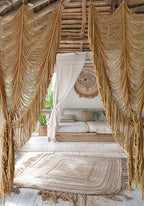 Macrame Curtain Handmade Khaki Boho Doorway window Curtain Room 41"W*75"L - Image 3