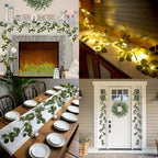 6.56FT Eucalyptus Garland with Lights 96 LEDs 8 Modes Battery Operated with Timer Faux Twig Vine Lights Spring Greenery Garlands for Mantle Fireplace Wall Table Stairs Wedding Party Bedroom Home Decor - Image 6