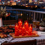 kakoya Flameless LED Candles with Timer 24 Pc Flickering Flameless Candles for Romantic Ambiance and Home Decoration Stable Acrylic Shell,with Embedded Star String，Battery Operated Candles（Red） - Image 4