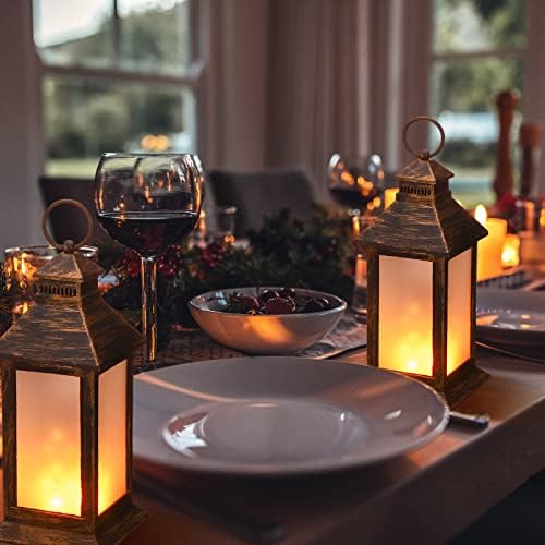 Tondiamo 4 Pcs Mini Decorative Lantern for Centerpiece, LED Candle, Bronze - Image 4