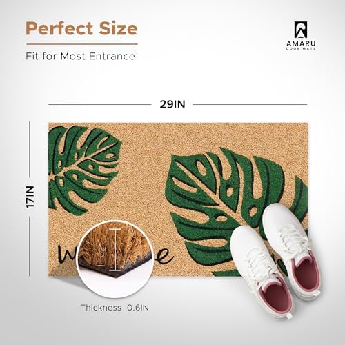 Coir Welcome Mat, Non-Slip, Leaves, 17 x 29 in - Image 3