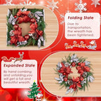 Christmas Wreaths for Front Door Decor Flower, 20" Poinsettia - Image 6