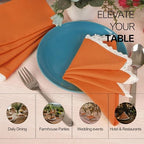 FINGERCRAFT Lace Cloth Napkins, Cotton Linen, 12 Pack, 20x20 Inch, Rust - Image 5