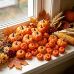 winemana 46 Pcs Artificial Pumpkins Fall Decorations, Orange - Image 2