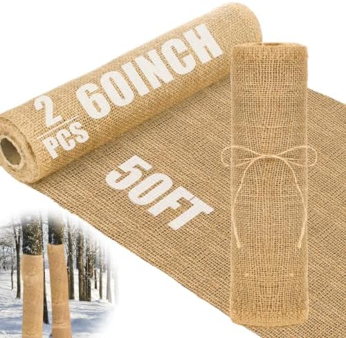 Buryeah 2 Pack 60 Inch X 50 ft Burlap Fabrics Roll Natural Jute Garden by Buryeah