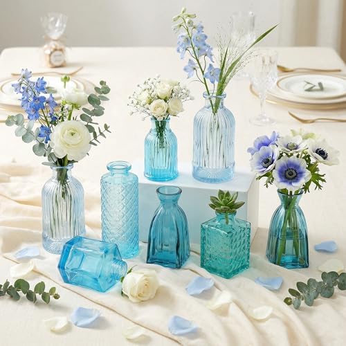 15 Pcs Blue Bud Vases Set,Baby Shower Decorations, Wedding Table Decor - Image 6