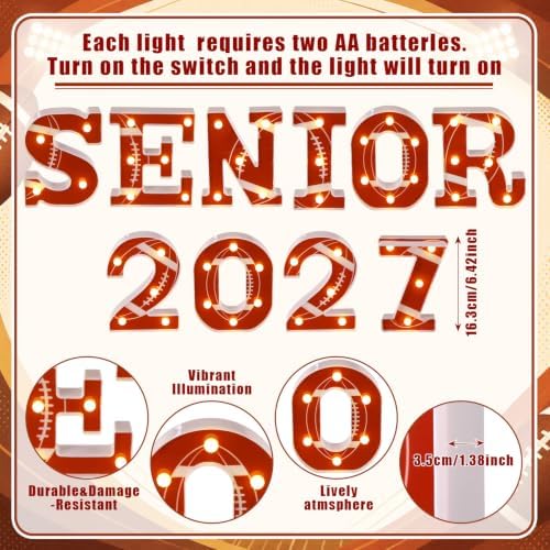 Honoson 10 Pcs Football Senior Night Decoration Senior 2027 LED Light Sign - Image 2