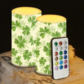 St Patricks Day Candles Battery Operated Flameless Candles with Remote Fall Decorations LED Fake Candles for Home Bedroom Irish Lucky Day Leaves Table Decor 3 inch Set of 2 by WelcometoLuarisgur