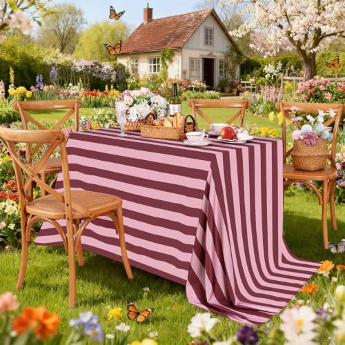 Fanqisi 2 Packs Red and Pink Striped Tablecloth 57 x 120 Inch Rectangle Waterproof Table Cloth Romantic Valentine's Day Table Cover for Bridal Shower Birthday Wedding Party Decoration - Image 6