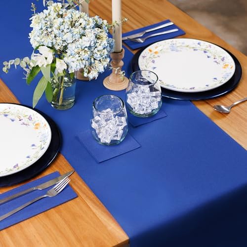 American Homestead Paper Table Runner Roll - 78 ft. Disposable Linen-Like Table Cover Roll - 20 Perforated Table Runners (16" x 48") for Parties, Weddings, and Events - Navy Blue - Image 2