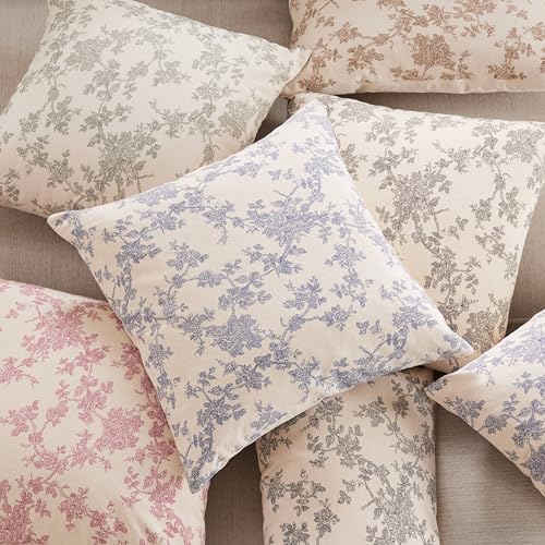 2 Pack French Floral Throw Pillow Covers 24x24in, Pink/Cream - Image 5