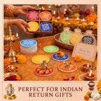 16 Pcs Indian Return Gifts Mini Kolam Ceramic Round Pooja Stand, Multicolor - Image 2