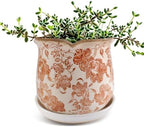 Ceramic-Planters-for-Indoor-Plants with Saucer, 6 inch Vintage Ice Crackle Glaze Plant Pots with Drainage Holes, Decorative Flower Pots for Outdoor Garden Home Decor, Tuscan Pot for Plant by Xoogifae