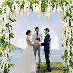 dallisten Wisteria Artificial Flowers Garland, 4Pcs 7.2Ft/Piece Silk Fake Wisteria Vine Kit, Hanging Flower for House Outdoor Garden Ceremony Outside Wedding Arch Floral Decor (4, White) - Image 2
