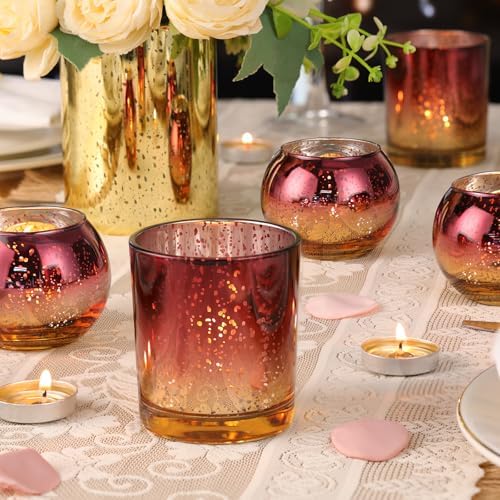 Volens 30pcs Assorted Burgundy Votive Candle Holders, Large Mercury Votives - Image 3