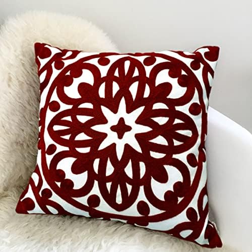 Alysheer Boho Embroidered Throw Pillow Cover 18"x 18" Set of 2, Burgundy‌ - Image 6