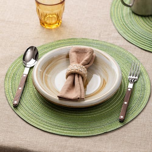BARoyal Round Placemats Set of 12 Woven Placemats Washable Braided Table Mats for Dining Table Heat Resistant Non-Slip Circle Place Mats(Green) - Image 3