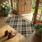 Easy Jute 2x4 Entryway Rug, Black & Beige Diagonal Plaid, Washable by JTJ