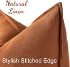 decorUhome Fall Light Rust Linen Throw Pillow Covers 24x24 Set of 2 - Image 4