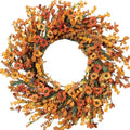 20 Inch Fall Wreath with Green Leaves and Yellow Daisies - Artificial Grains Flower Wreath for Front Door, Farmhouse Decor Indoor & Outdoor Wedding Wall Home Decor by Bibelot