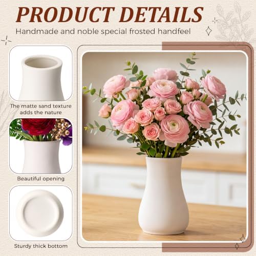 Tioncy 15 Pack White Ceramic Bud Vases Bulk Boho Small Flower Vase White Ceramic Vases for Centerpieces for Dry Flowers Pampas Grass Home Wedding Table Decor (3.9"*2.76", Minimalist) - Image 3