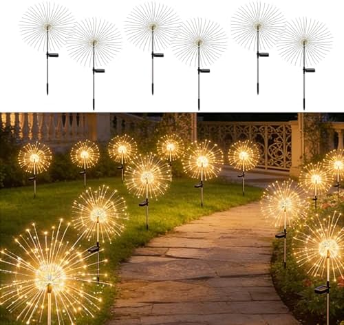 Solar Fireworks Lights for Outside Fairy Garden Warm White 6 Pack by Unknown