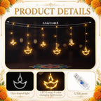Gerrii Diwali Decorations 4 Pcs 5' Marigold Garland with 11.5' String Light - Image 3