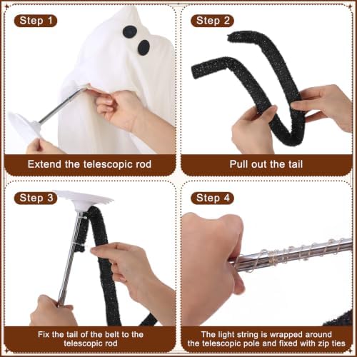 Copkim 2 Pack Lighted Ghost Cat Halloween Ghost Decoration Indoor - Image 3