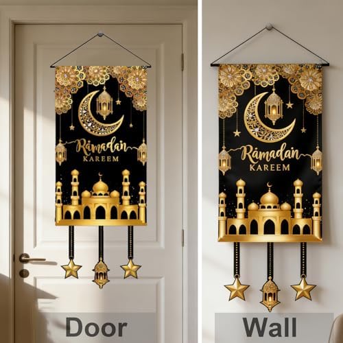 3 IN 1 LED Eid Mubarak Ramadan Banner Decorations, Light Up Mosque Lattern Islamic Mubarak Ramadan Party Favor Supplies Decorations for Outdoor Indoor (Multicolor) - Image 6