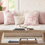 Foindtower Set of 2 Linen Floral Throw Pillow Covers Neutral Vintage Print Decorative Cozy Cushion Covers Farmhouse Boho Home Decor for Sofa Chair Couch Bedroom Living Room,24×24 Inch,Light Pink - Image 6