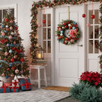 Valery Madelyn 18" Pre-Lit Candy Christmas Wreath for Front Door with Light - Image 4